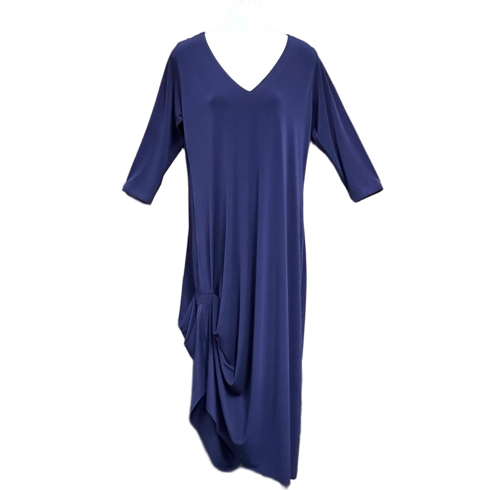 Sympli purple vneck dress Medium three quarter sleeve midi maxi asymmetrical